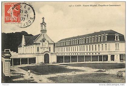 - calvados - ref- F129 - caen - nouvel hopital - chapelle et communaute -  carte bon etat -