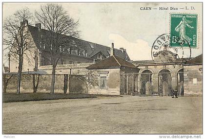 - calvados - ref- F131 - caen - hotel dieu - hopital -  carte bon etat -