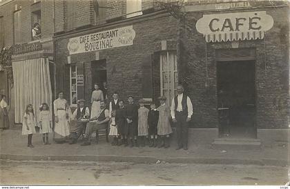 CPA Carte photo Caussade Café Restaurant Bouzinac