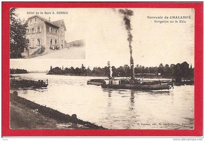 68 - SOUVENIR de CHALAMPE - Navigation sur le Rhin - Hotel de la Gare