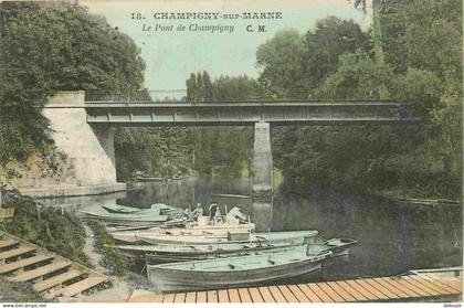 94 - Champigny sur Marne - Le Pont de Champigny - Animée - Colorisée - CPA - Oblitération de 1923 - Voir Scans Recto-Ver