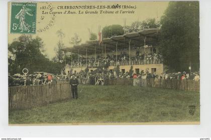 CHARBONNIERE LES BAINS - Les Courses d' ânes - La Grande Tribune et l'arrivée (belle carte toilée )