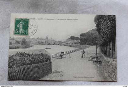 Chateau Gontier, vue prise du jardin Anglais, Mayenne 53