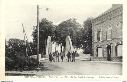 CPSM Chateau Porcien Pont de la rivière d'Aisne