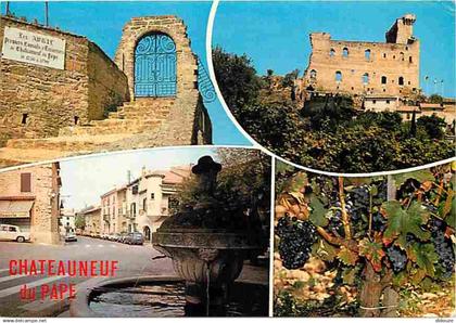 84 - Chateauneuf du Pape - Multivues - Vignes - Automobiles - Flamme Postale - CPM - Voir Scans Recto-Verso