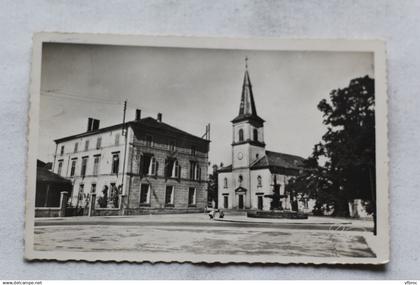 Cpsm, Cirey sur Vezouze, la mairie et l'église, Meurthe et Moselle 54