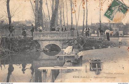 Cléré les Pins         37       Pont sur l' Aigremont  Groupe et laveuse.Brouette         (voir scan)