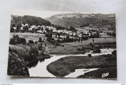 Cpsm 1958, Condat en Feniers, la Rhue et vue d'ensemble, Cantal 15