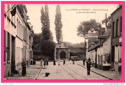 Condé sur l´Escaut - Rue du Faubourg - La Chapelle Saint-Roch - Animée - Photo Édition H. DAMÉE