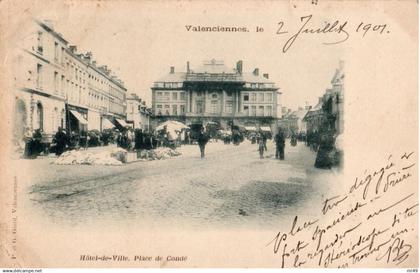 cpa 59 Condé sur Escaut  ET NON VALENCIENNES Hôtel-de-ville Place de Condé Giardvoyagée  scanne et description