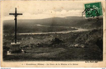 CPA Condrieu - La Croix de la Mission et le Rhone (1036506)