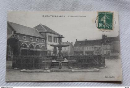 Cpa 1923, Contres, la grande fontaine, Loir et Cher 41