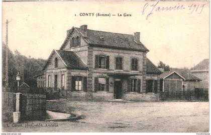 CPA Carte postale France Conty  La Gare 1919 VM91082ok