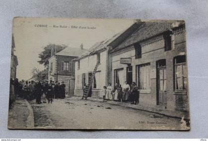 Corbie, rue Bulot, effet d'une bombe, Somme 80