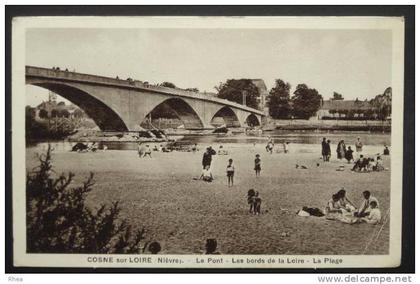 58 Cosne-Cours-sur-Loire pont plage loire sépia    D58D  K58086K  C58086C RH057502