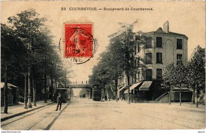 CPA AK COURBEVOIE Bd de Courbevoie TRAM VAPEUR  (977395)