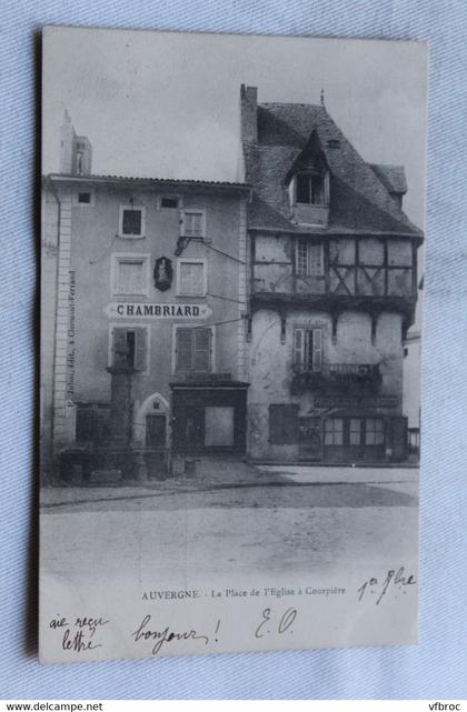 Cpa 1903, la place de l'église à Courpière, Puy de Dôme 63