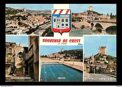 26 - Crest - Multivues - Piscine - Blasons - Flamme Postale de Crest - CPM - Voir Scans Recto-Verso