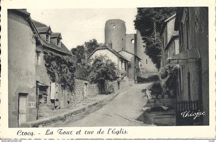 CPSM Crocq La Tour et rue de l'Eglise