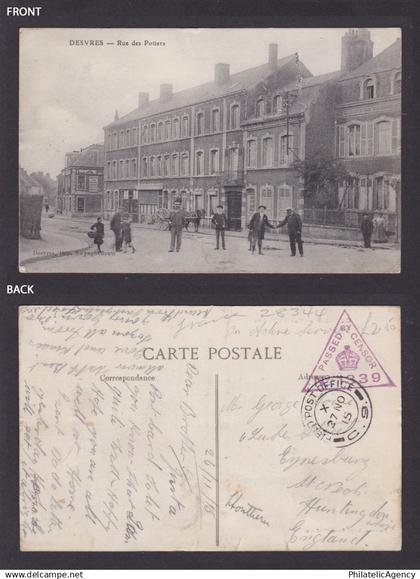 FRANCE, Postcard, Desvres, Rue des Potiers, Fieldpost, Censored