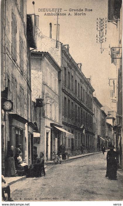 Carte  postale ancienne de DIEULEFIT - Gde Rue & Ambulance A.MORIN