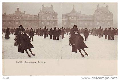 Dép 75 - Paris - Sports d'hiver - Cartes stérèoscopiques -  Q927 - Arrondissement: 06 - Luxembourg - Patinage - bon état