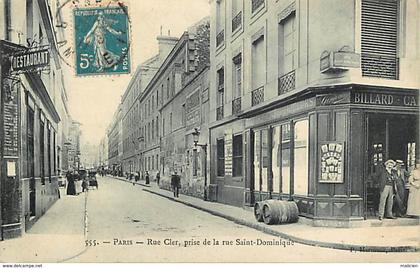 - paris -ref-B785- rue cler prise de la rue saint dominique - cafe billard - restaurant - cafes - restaurants -