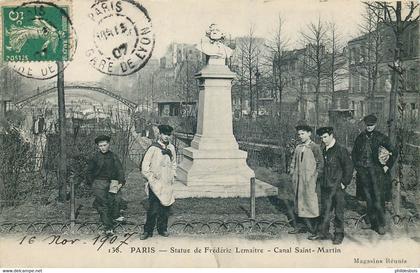 PARIS 10 arrondissement  statue Frederic Lemaitre canal Saint martin