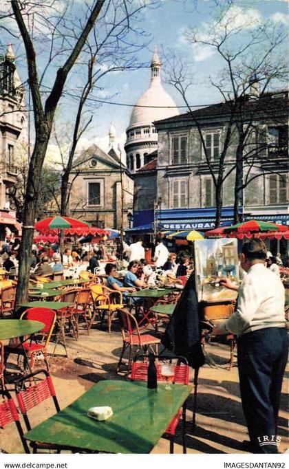 75018 PARIS AA#DC318 MONTMARTRE PLACE DU TERTRE PEINTRE TERRASSE DE CAFES RESTAURANTS