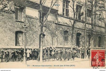 PARIS 20 arrondissement  avenue gambetta école des Filles