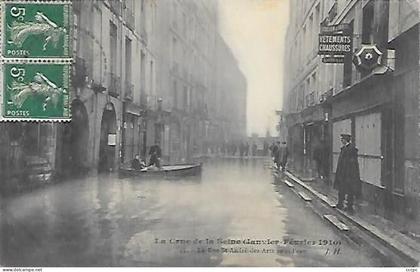 CPA Paris 03 La Crue de la Seine Inondation Février 1910 La Rue St-André-des-Arts sous l'eau