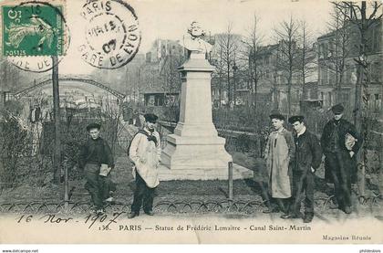 PARIS 10 arrondissement  statue Frederic Lemaitre canal Saint martin