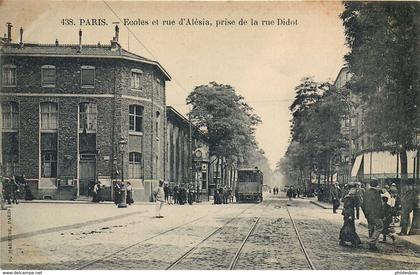 PARIS  14 eme arrondissement  école et rue d ' Alesia  ( tramway)