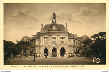 PARIS 20 arrondissement " La vue de quartier "  Mairie