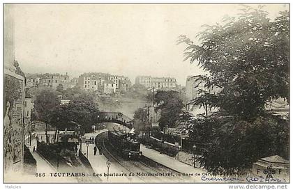 - paris - ref-B455 - hauteurs de menilmontant - 20 e arrond. - gare de cremeure - gares - train - trains -