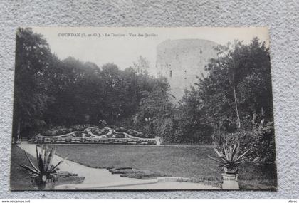 D532, Dourdan, le donjon, vue des jardins, Essonne 91