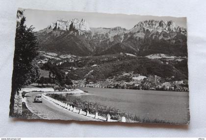 Cpsm 1961, Doussard, lac d'Annecy, bout du lac, dents de Lanfon, Haute Savoie 74