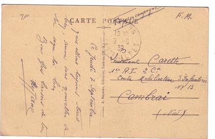 EMBRUN 05/ EN FRANCHISE MILITAIRE POUR UN LIEUTENANT DE CAMBRAI CARTE DE EMBRUN VUE DE DESSOUS LE ROC