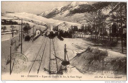 EMBRUN LIGNE DU CHEMIN DE FER LA GARE L'HIVER