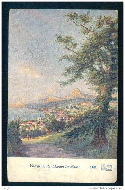 53449 / Painter Art [74] Haute Savoie > Evian-les-Bains - VUE GENERALE  - France Frankreich Francia 1912 Postcard PC