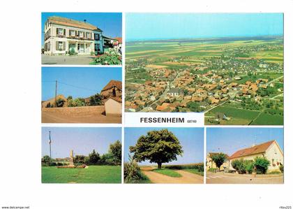 cpm - 68 - FESSENHEIM - multivues - mairie arbre centenaire monument aux morts