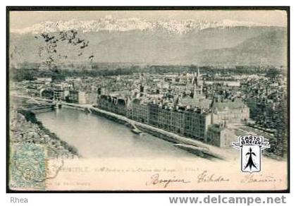 38 Grenoble - GRENOBLE. Vue Générale et la Chaîne des Alpes - cpa