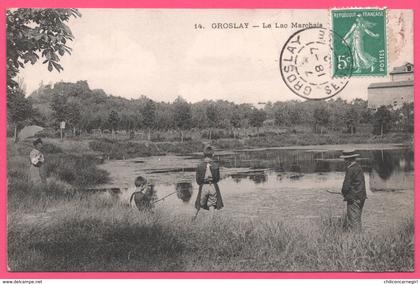 Groslay - Le Lac Marchais - Enfants Pêcheurs - Pêche - Animée - 1909