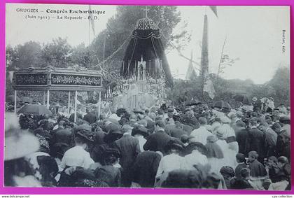 Cpa Grugies Congrès Eucharistique 1911 Le Reposoir Carte Postale 02 Aisne Rare Proche Saint Quentin St