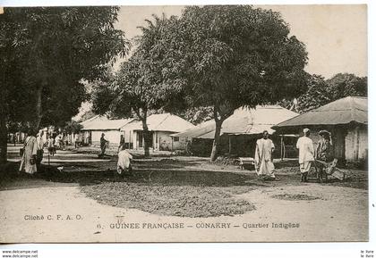 CPA GUINEE FRANCAISE. CONAKRI. QUARTIER INDIGENE - Guinée Française - 0