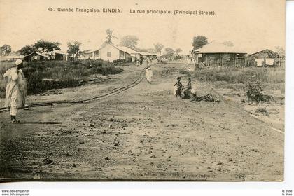 CPA GUINEE FRANCAISE. KINDIA. LA RUE PRINCIPALE - Guinée Française - 0