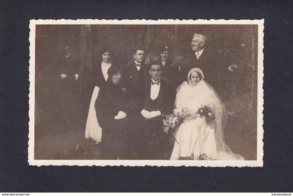 Carte photo archives Chalot Guiry en Vexin (95) Mariage Robert Chalot Genevieve Barthelemy ( noms au verso )