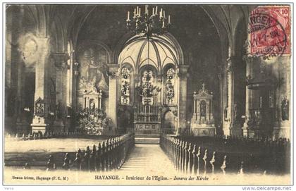 Carte Postale Ancienne de HAYANGE-Intérieur de l'Eglise