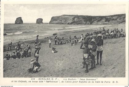 CPA Hendaye Les enfants de l'Asile pour enfants de la ville de Paris - Les Rochers "Deux Jumeaux"