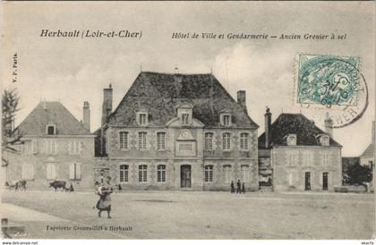 CPA HERBAULT-Hotel de Ville et Gendarmerie-Ancien Grenier a sel (26980)